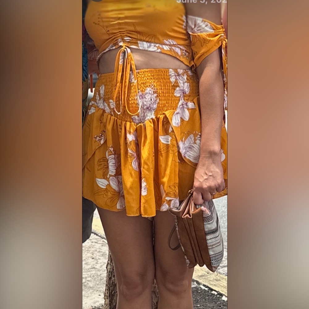 Floral Yellow 2 Piece Hawaiian outfit